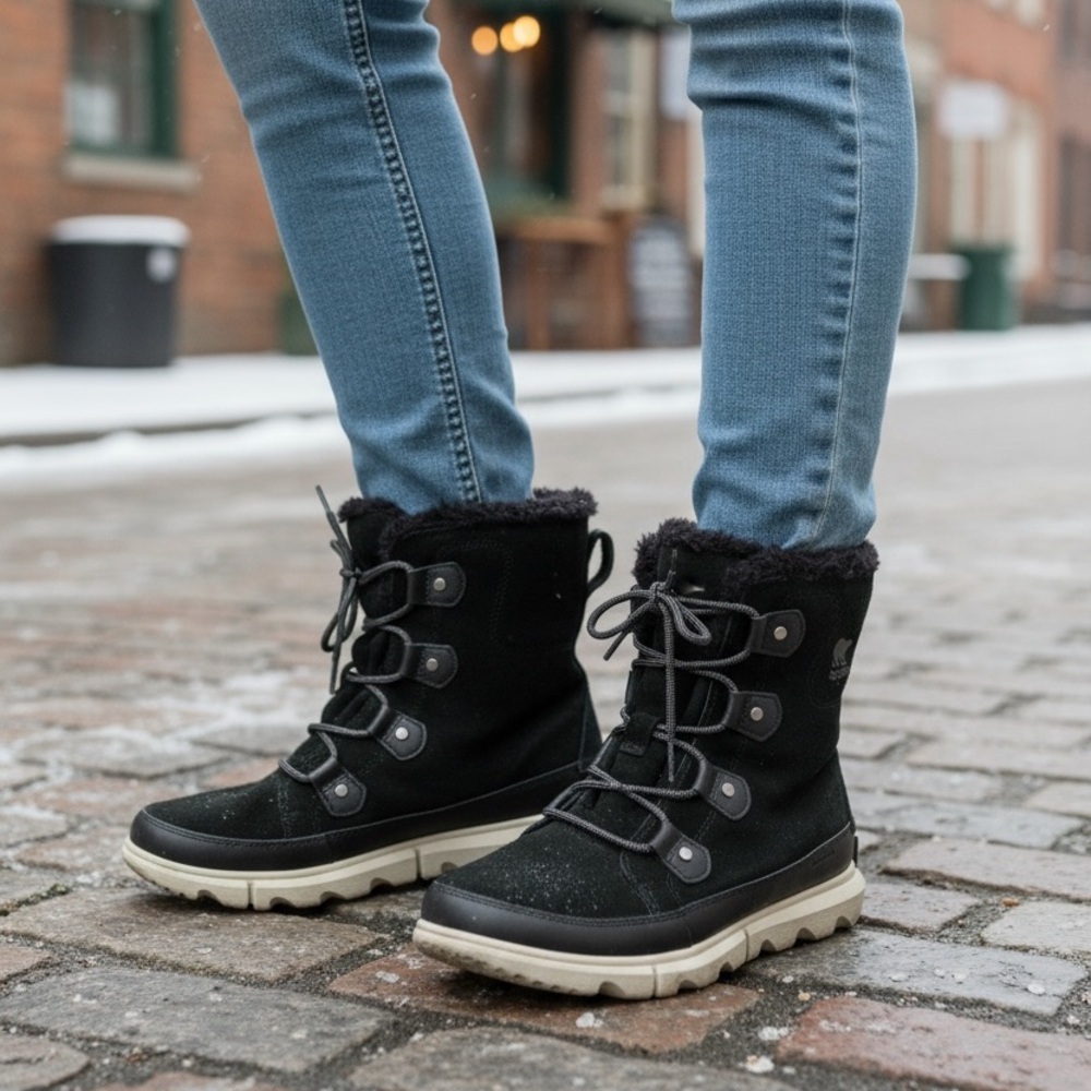 Sorel Black Suede Ankle Boots